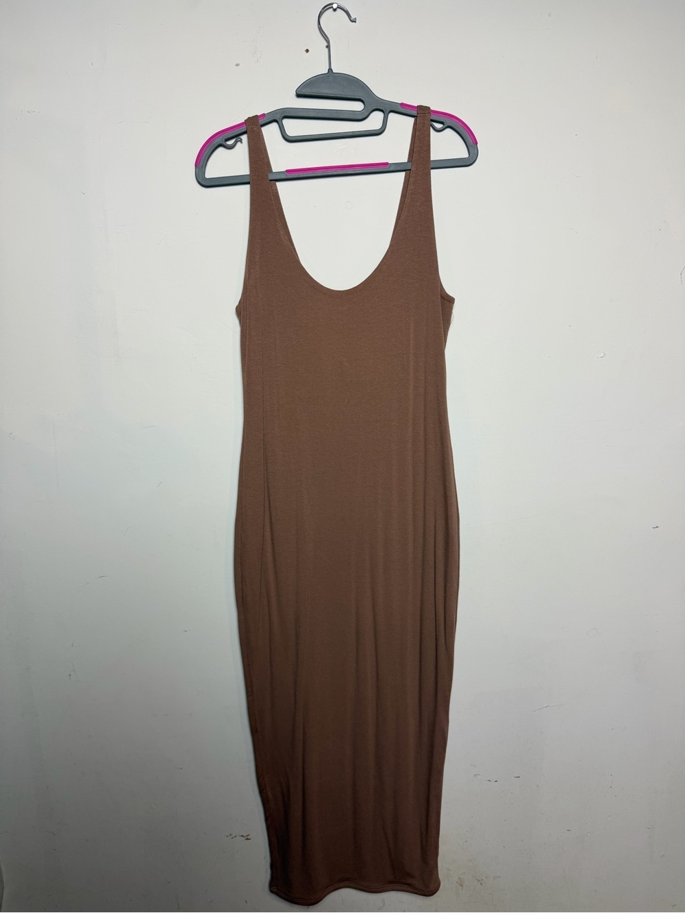 naked wardrobe Brown Scoop Neck Tank Midi Dress
